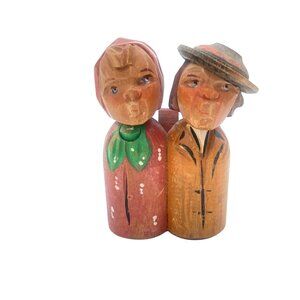 Vintage Hand-Carved Anri Wooden Anri Couple Figurine Set